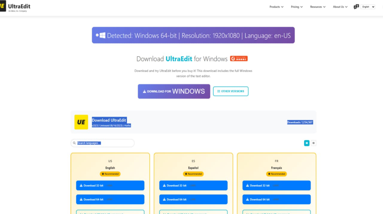 Screenshot of a custom-built software download portal platform