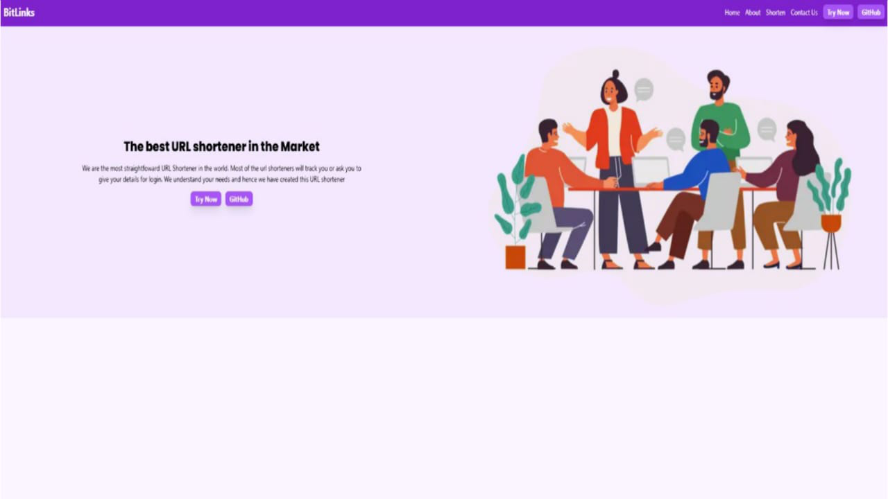 Screenshot of a custom-built url shortner platform